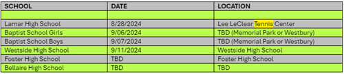 Tennis Schedule